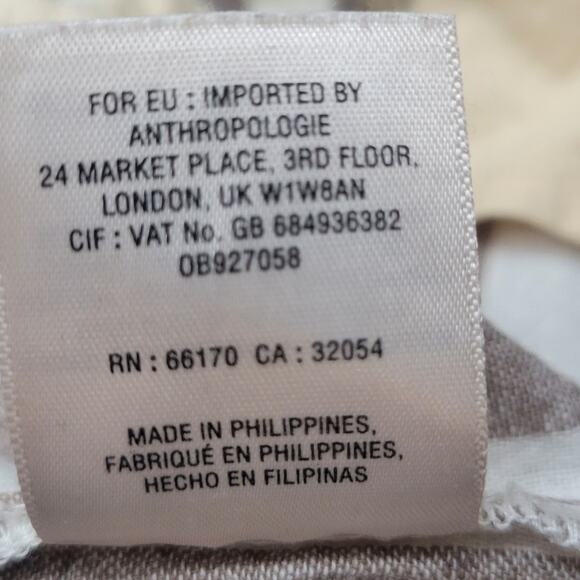 Anthropologie oasis striped linen pants cream tan cropped Size 6 - Picture 9 of 11